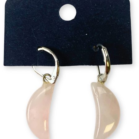Rozenkwarts Maan oorbellen - fashion jewelry